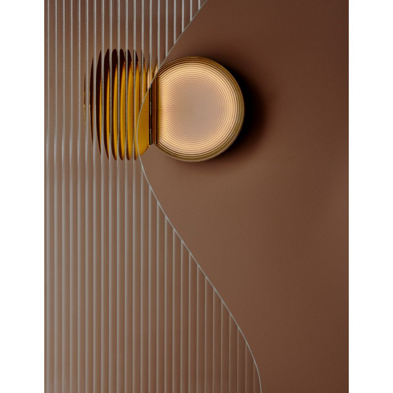 Poudrier Wall, Gold and Ripple Glass, LED, On/Off, IP44