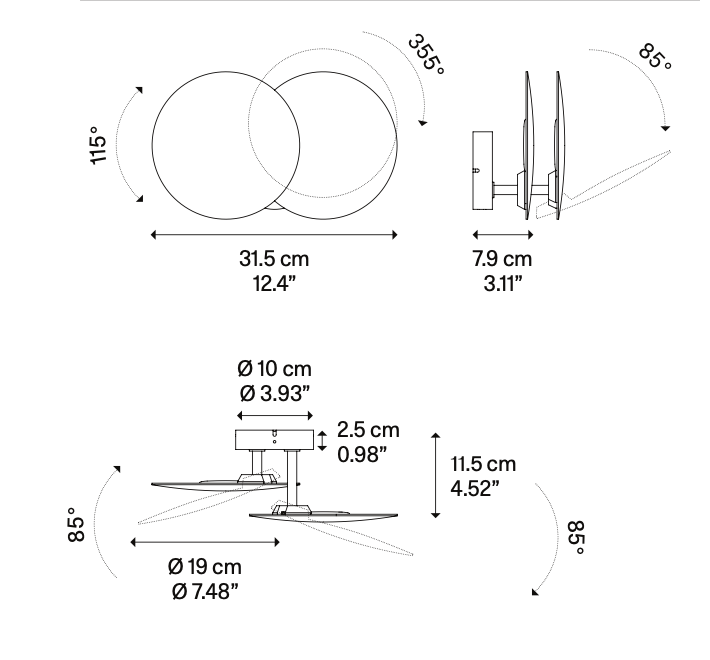 Puzzle Ceiling or Wall Light, Double Round, LED, Triac Dim, IP65