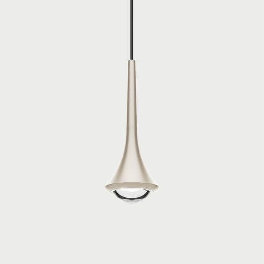 Lodes rain pendant with champagne body and champagne stem on beige background