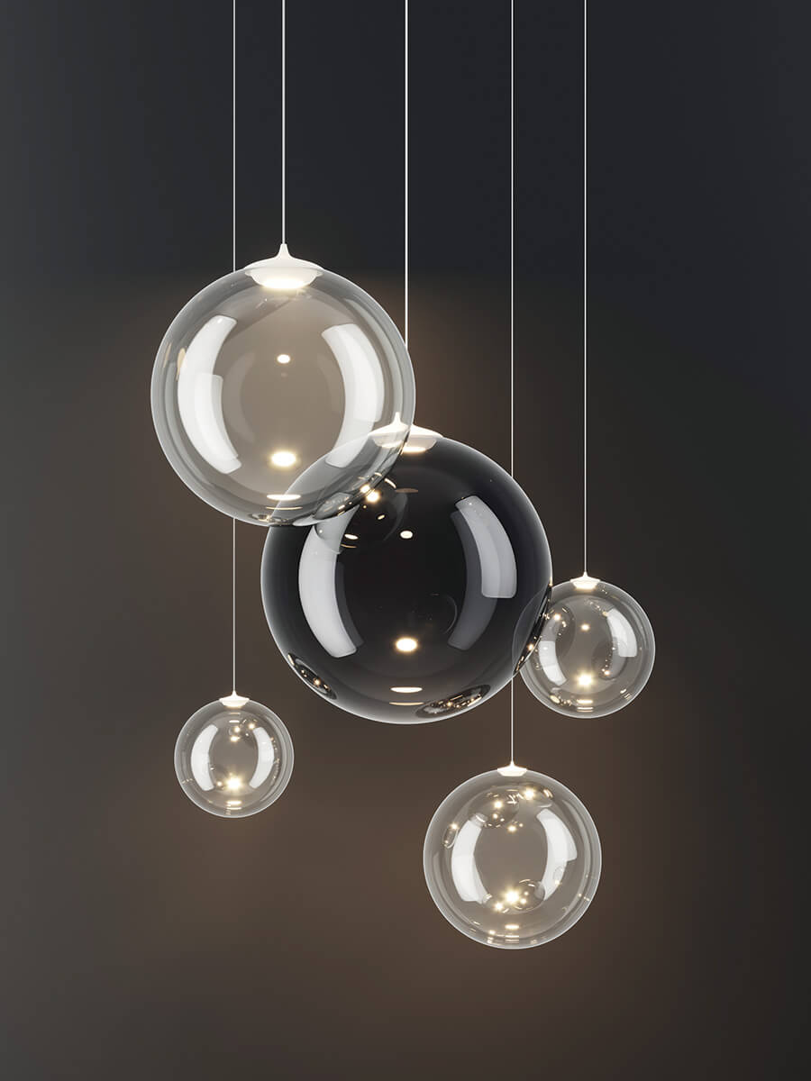 Random Solo Pendant, Chrome Glass, LED, Triac Dim, IP20