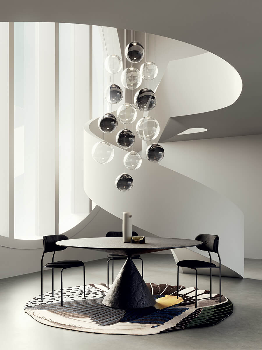 Random Solo Pendant, Smoke Glass, LED, Triac Dim, IP20