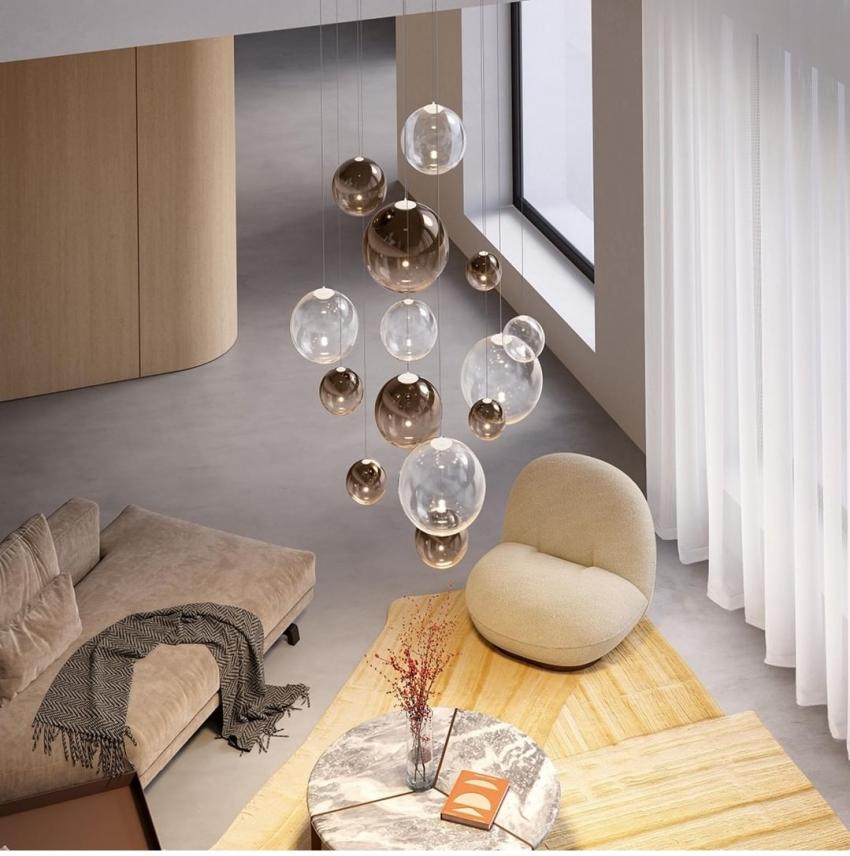 Random Solo Pendant, Gold Glass, LED, Triac Dim, IP20