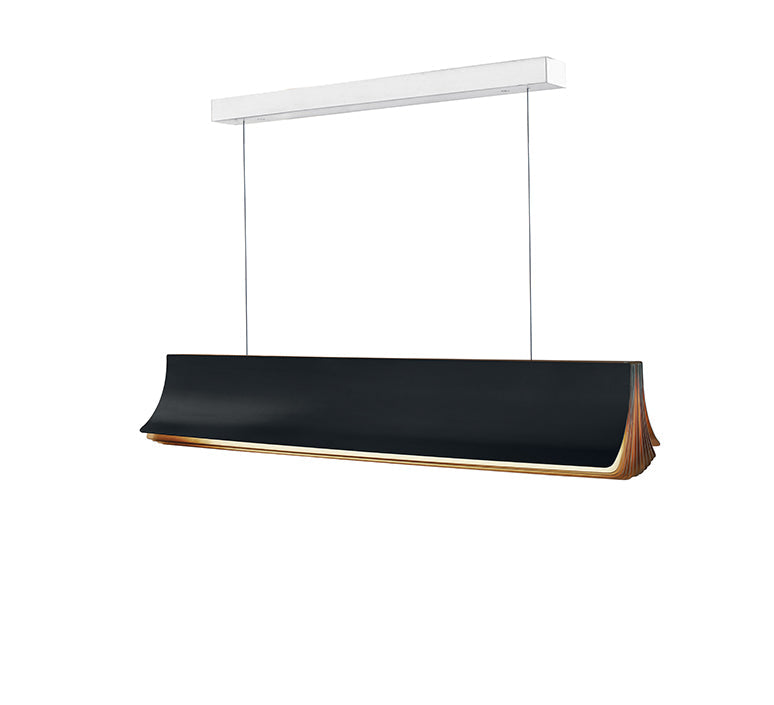 DCW Editions Respiro black and brass 900mm linear pendant on white background