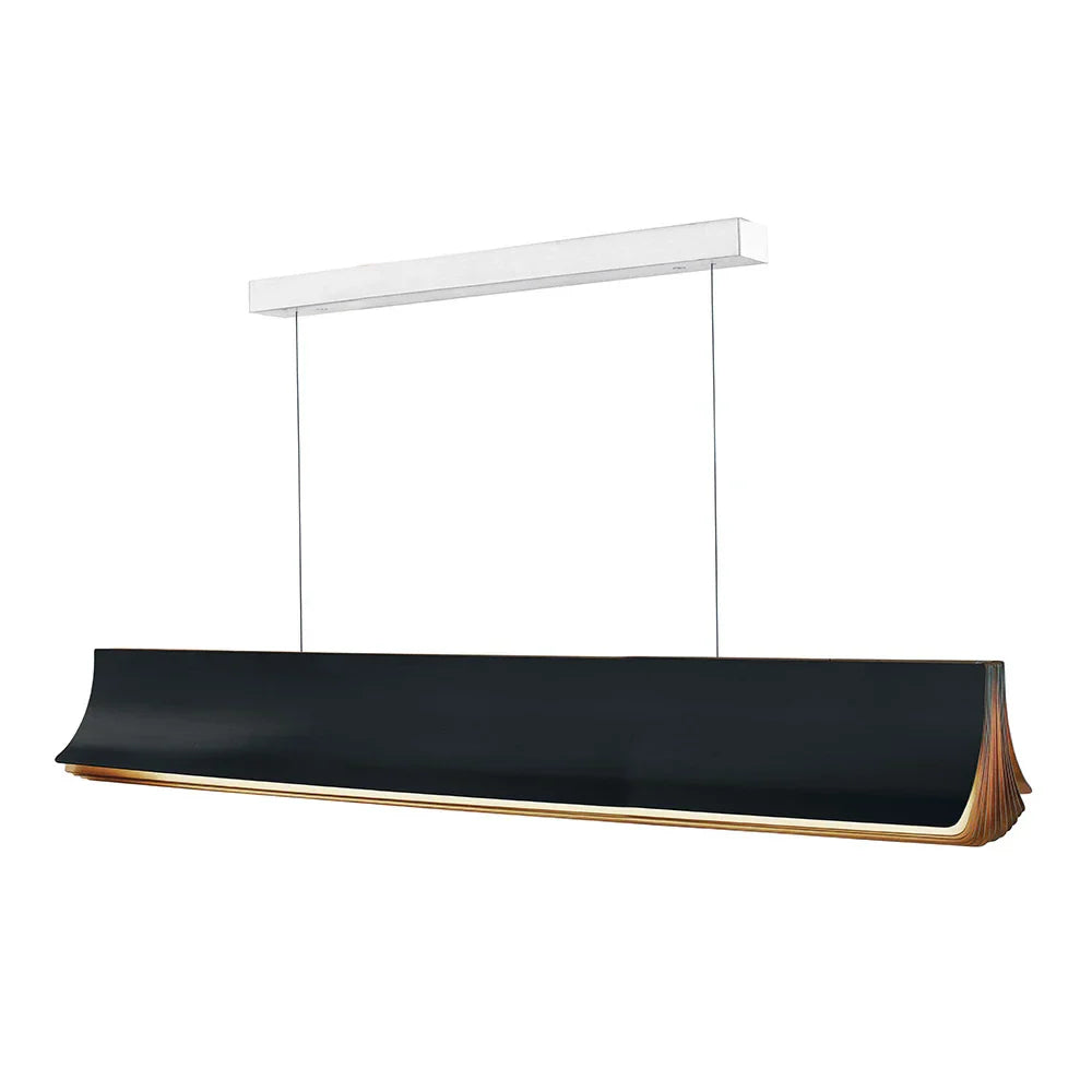 DCW Editions Respiro black and brass 1200mm linear pendant on white background