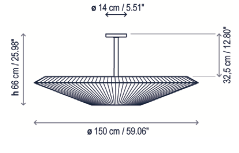 Siam Ceiling, 200 cm, White Ribbons, E27, IP20