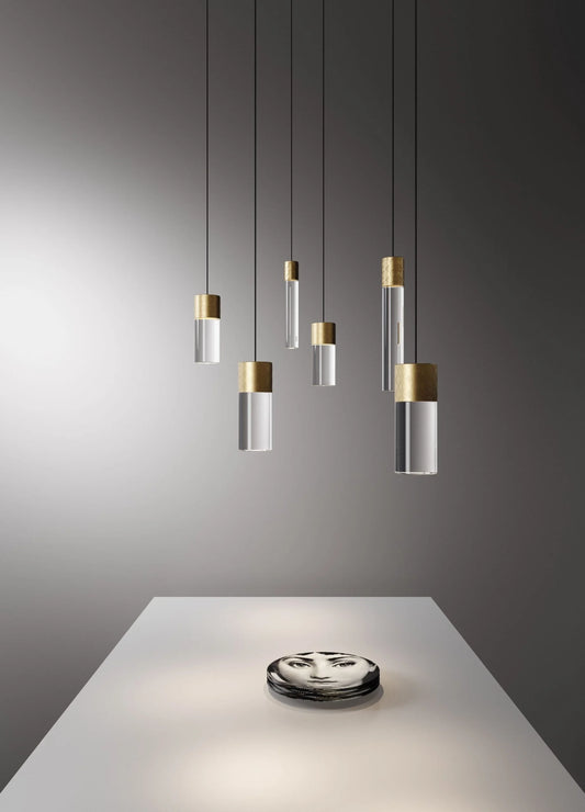 Smug Pendant Element, Long, Gold with Clear Crystal, Short, LED, 3K, 1289 lm, Triac Dim