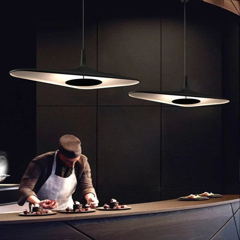 Soleil Noir Pendant, White with Black, LED, 35W, Push or DALI Dim