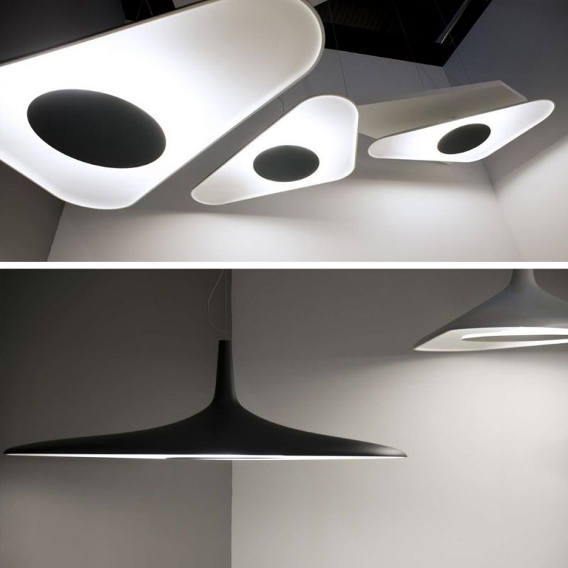 Soleil Noir Pendant, White with Black, LED, 35W, Push or DALI Dim