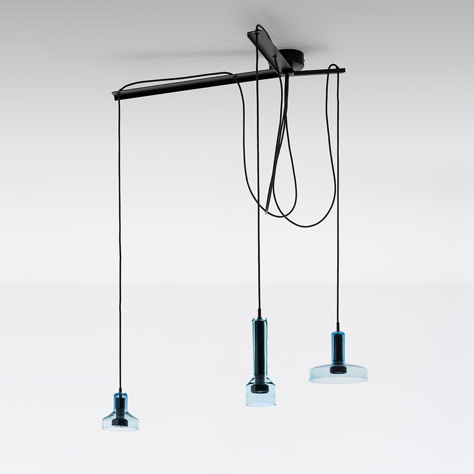 Starlight Pendant, Blue Glass, Cylinder, GU10, IP20