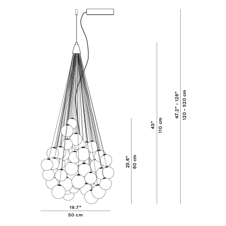 Stochastic Pendant, 72 White Frosted Glass Globes, LED, 18W, Trailing Edge Dim, IP20