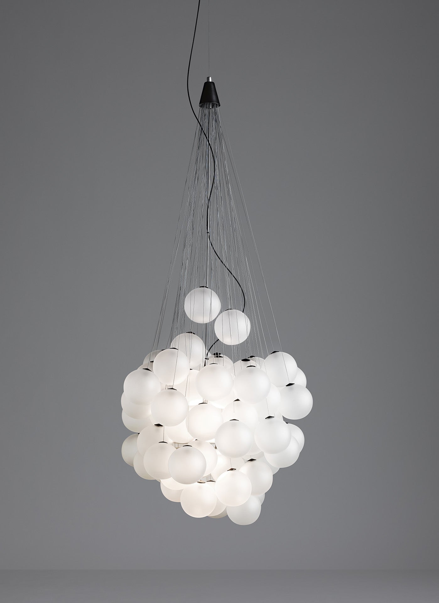 Stochastic Pendant, 72 White Frosted Glass Globes, LED, 18W, Trailing Edge Dim, IP20