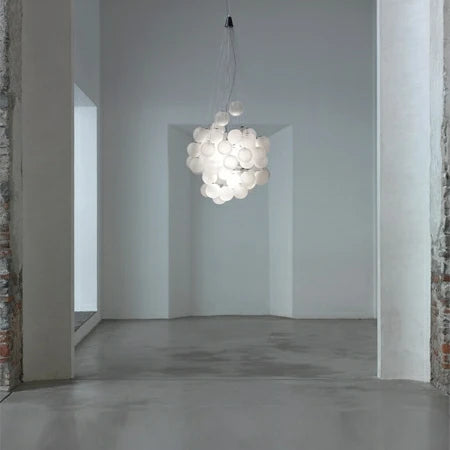 Stochastic Pendant, 72 White Frosted Glass Globes, LED, 18W, Trailing Edge Dim, IP20