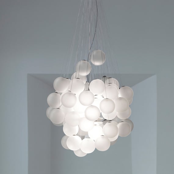 Stochastic Pendant, 48 White Frosted Glass Globes, LED, 18W, Trailing Edge Dim, IP20