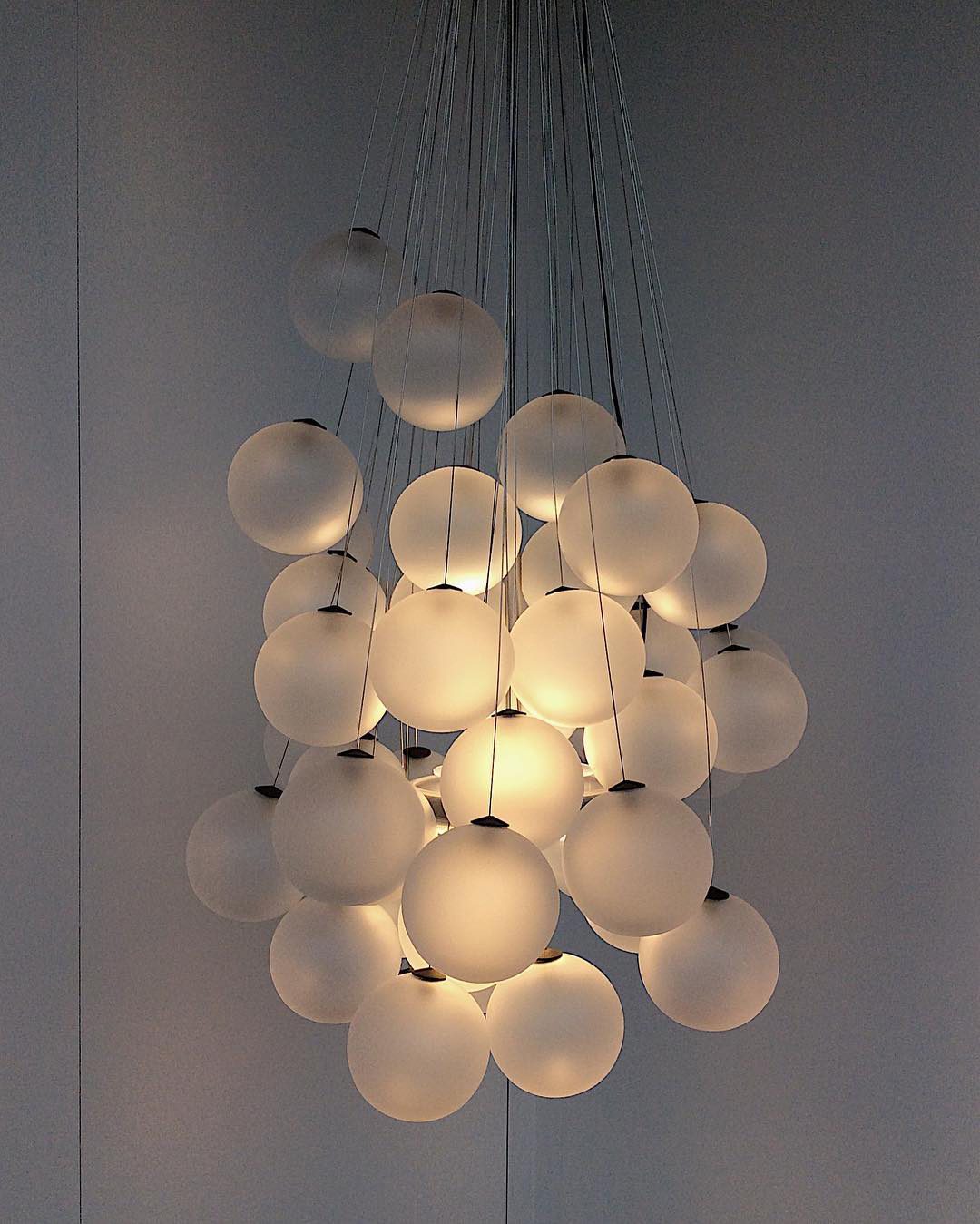 Stochastic Pendant, 48 White Frosted Glass Globes, LED, 18W, Trailing Edge Dim, IP20