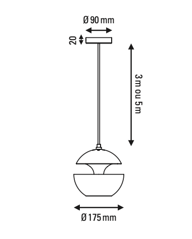 Sun Pendant, 175 mm, White with White Interior, G9, IP20