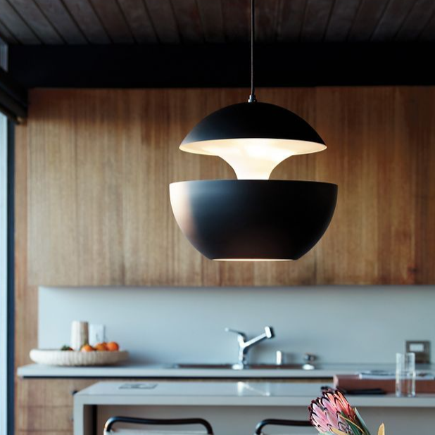 Sun Pendant, 250 mm, Black with White Interior, E14, IP20