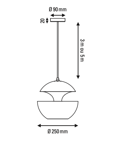 Sun Pendant, 250 mm, Black with Copper Interior, E14, IP20