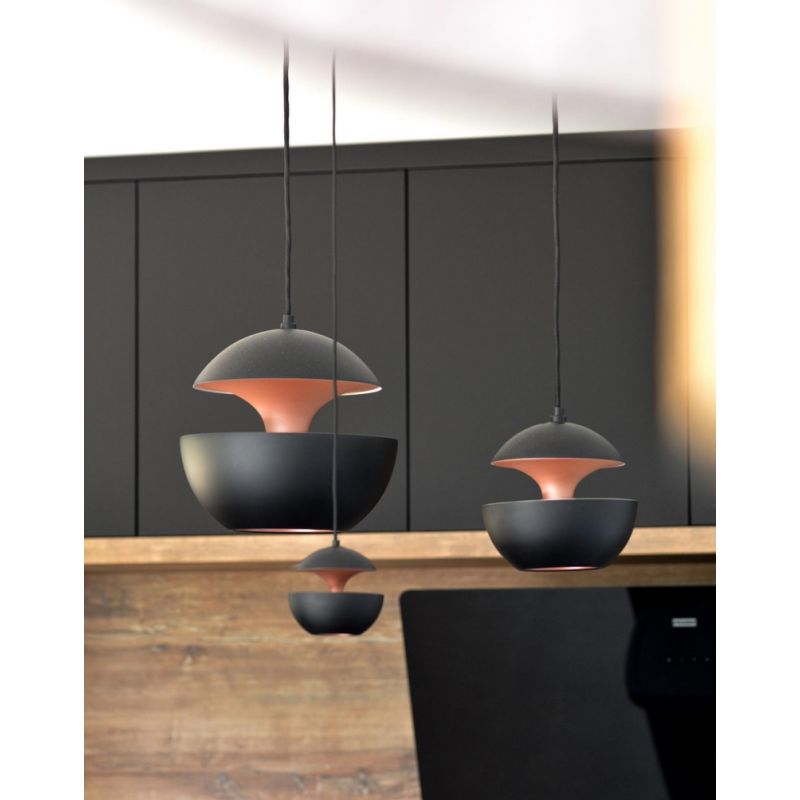 Sun Pendant, 175 mm, Black with Copper Interior, G9, IP20