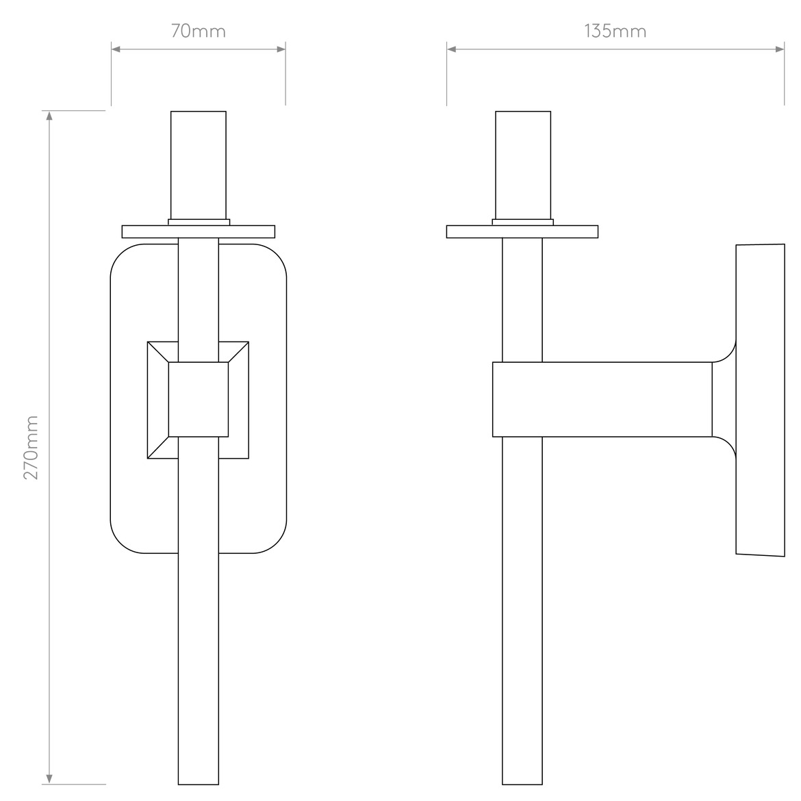 Tacoma Wall, Chrome, Short Stem, Oblong Glass, G9, IP44