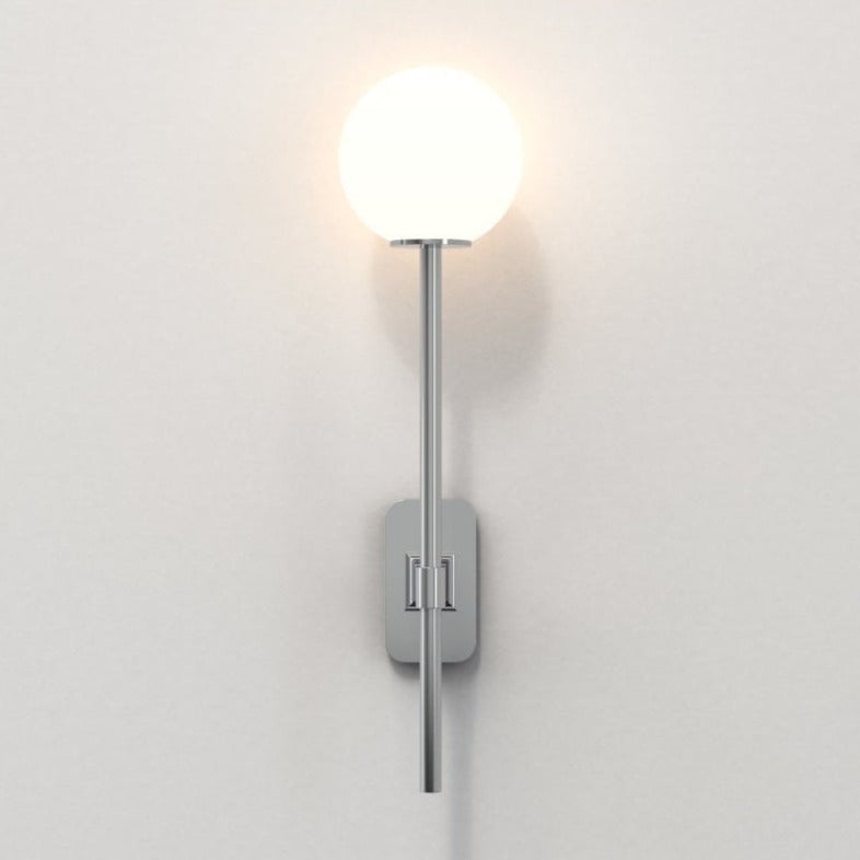 Tacoma Wall, Chrome, Long Stem, White Round Glass, G9, IP44