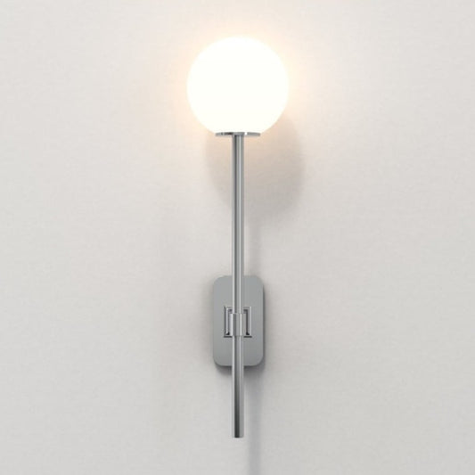 Tacoma Wall, Chrome, Long Stem, White Round Glass, G9, IP44