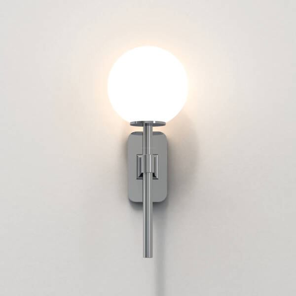 Tacoma Wall, Chrome, Short Stem, White Round Glass, G9, IP44