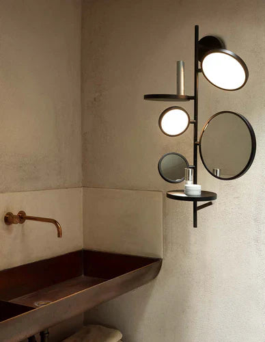 Tell Me Stories, Gold with Adjustable LED and Mirrors, LED, 12W, 2700K, Triac Dim, IP44