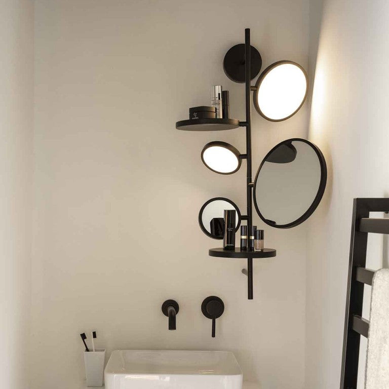Tell Me Stories, Silver with Adjustable LED and Mirrors, LED, 12W, 2700K, Triac Dim, IP44
