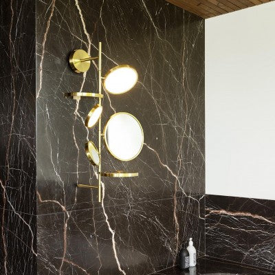 Tell Me Stories, Silver with Adjustable LED and Mirrors, LED, 12W, 2700K, Triac Dim, IP44