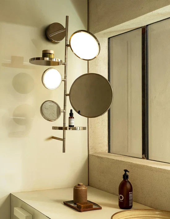 Tell Me Stories, Silver with Adjustable LED and Mirrors, LED, 12W, 2700K, Triac Dim, IP44