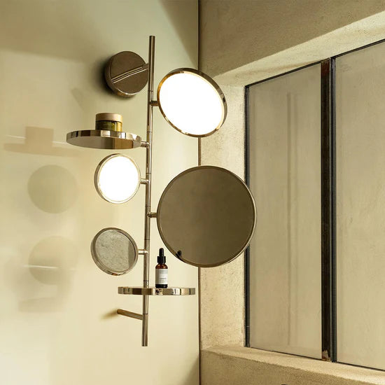 Tell Me Stories, Silver with Adjustable LED and Mirrors, LED, 12W, 2700K, Triac Dim, IP44