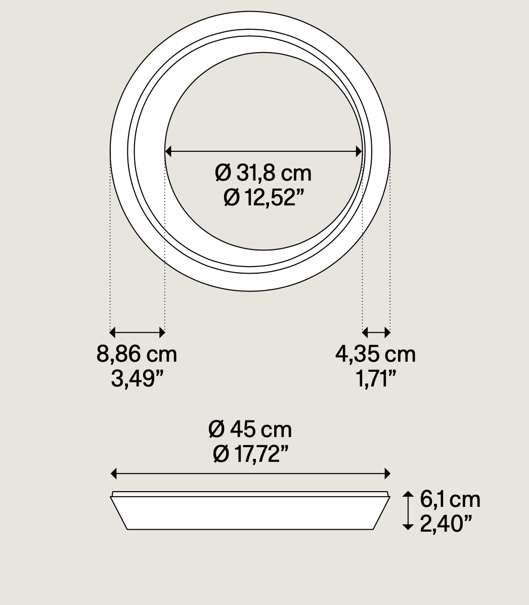 Tidal Ceiling, 45, White, LED, Triac/DALI, IP20