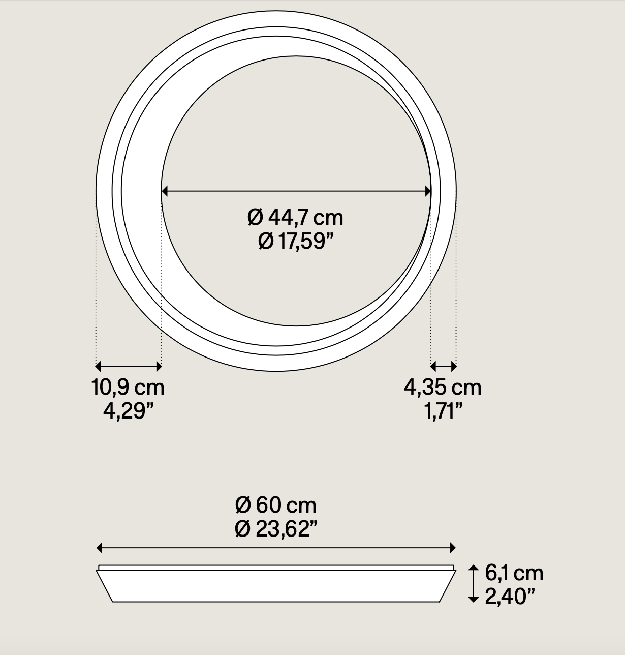 Tidal Ceiling, 60, Terra, LED, Triac/DALI, IP20