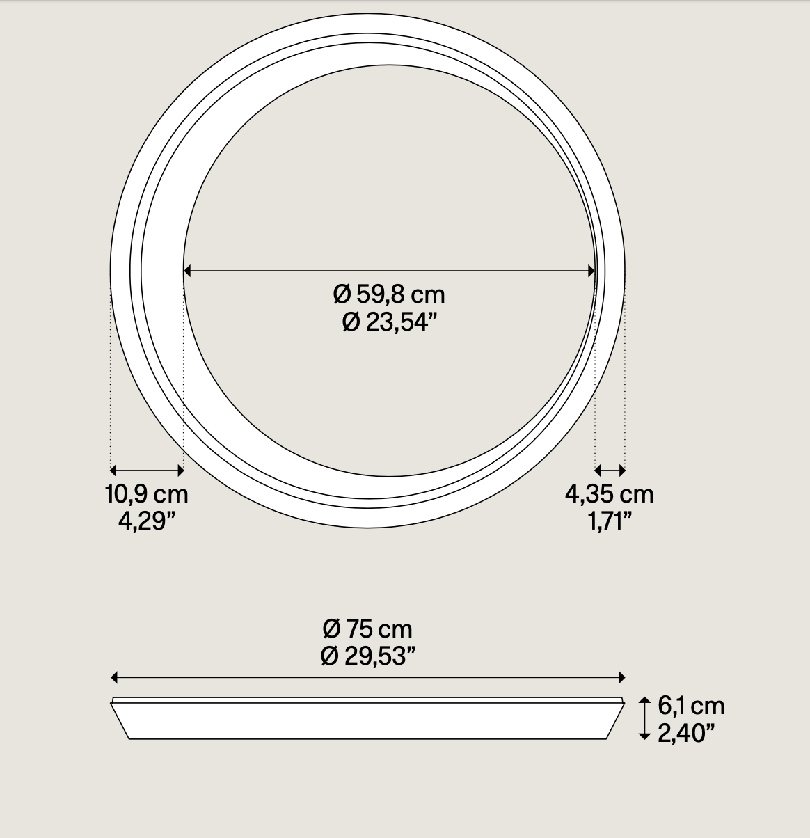 Tidal Ceiling, 75, Black, LED, Triac/DALI, IP20