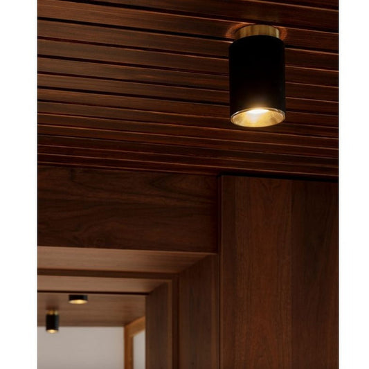 Tobo Spot, Short, Black with Brass, GU10, Triac Dim, IP20