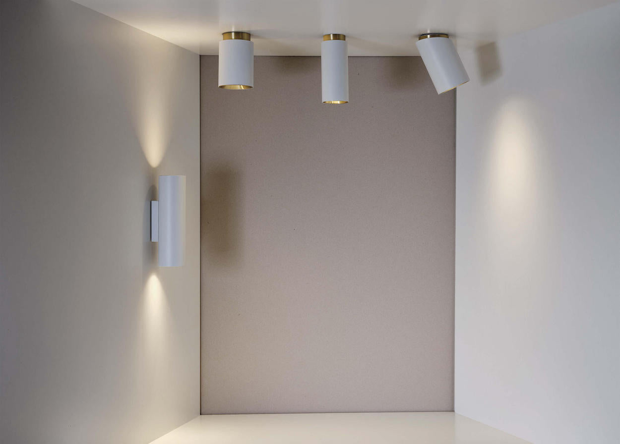 Tobo Wall, White with Brass, GU10, Triac Dim, IP20