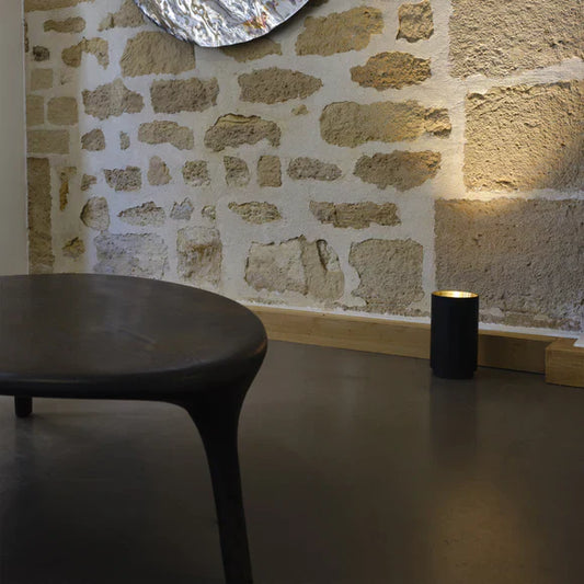 Tobo Floor Lamp, Uplight, Black with Brass Reflector, E27, Floor Switch Dim, IP20