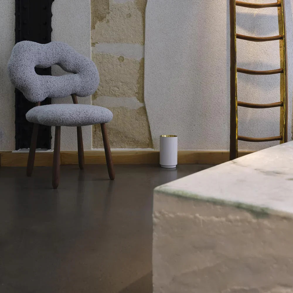 Tobo Floor Lamp, Uplight, Black with Brass Reflector, E27, Floor Switch Dim, IP20