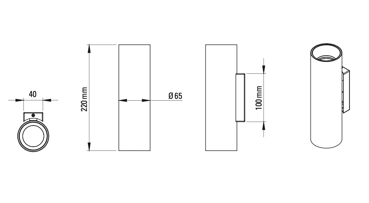 Tobo Wall, Black with Brass, GU10, Triac Dim, IP20