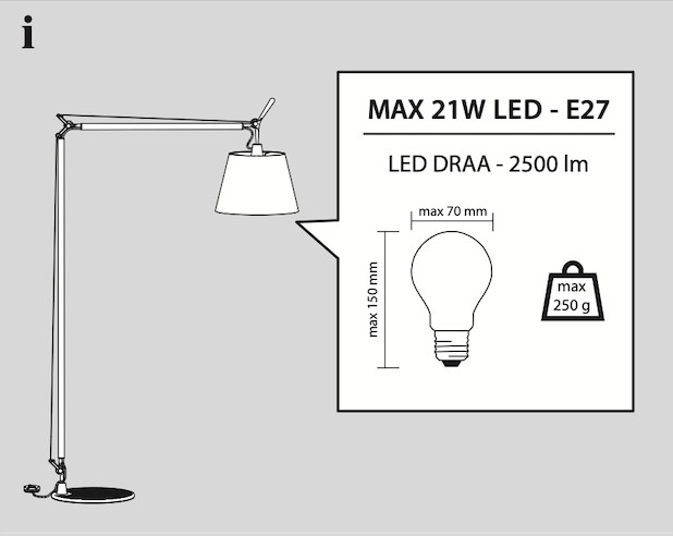 Tolomeo Floor, Maxi, Shade, E27, IP20