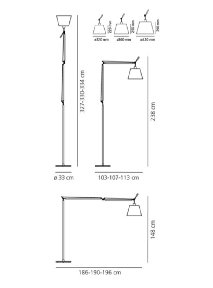 Tolomeo Floor, Mega, Parchment Shade, E27, IP20