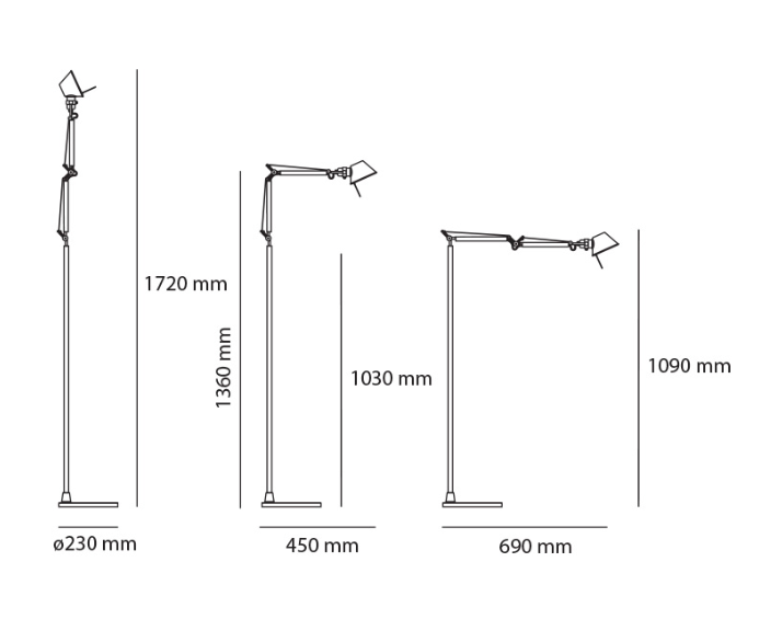 Tolomeo Floor, Aluminium, E27, IP20