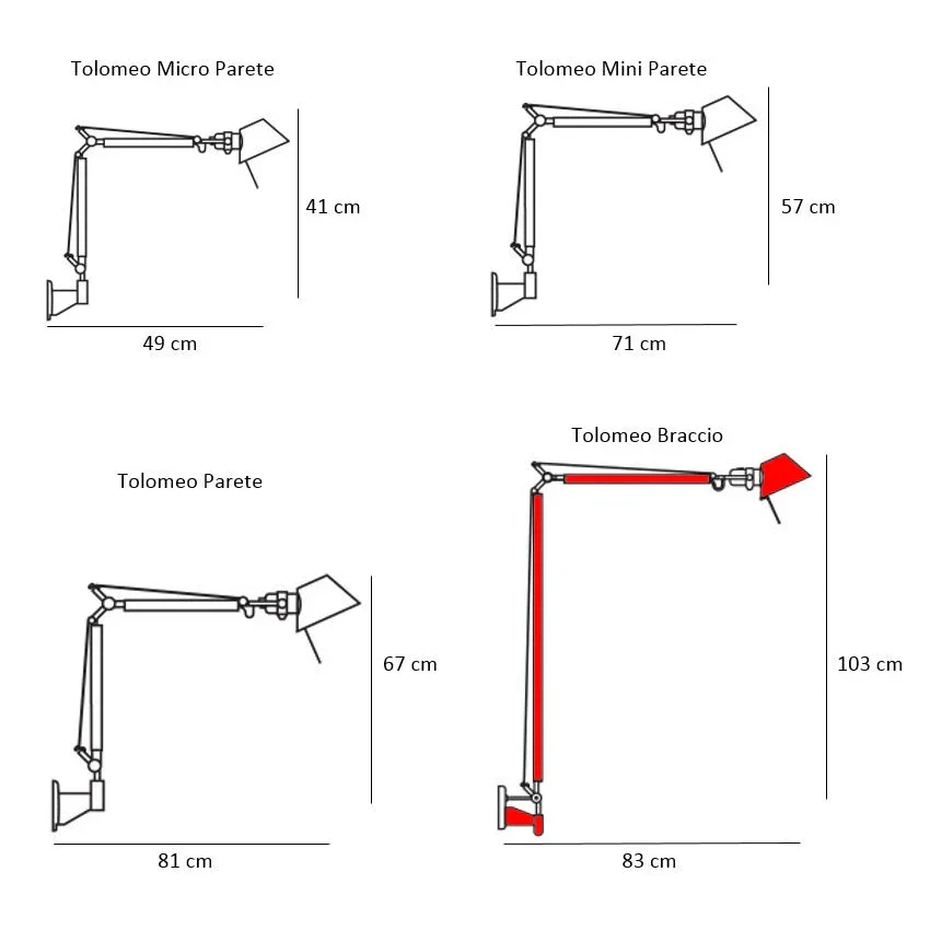 Tolomeo Wall, Aluminium, E27, IP20