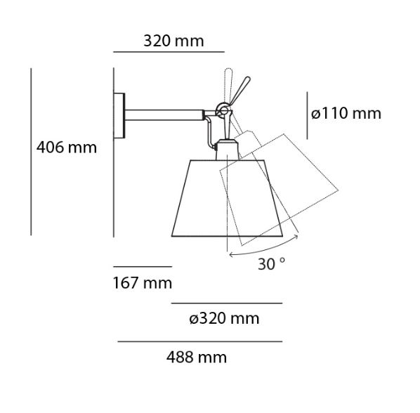 Tolomeo Wall, Flush Shade, E27, IP20