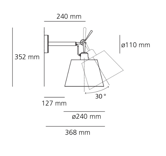 Tolomeo Wall, Flush Shade, E27, IP20