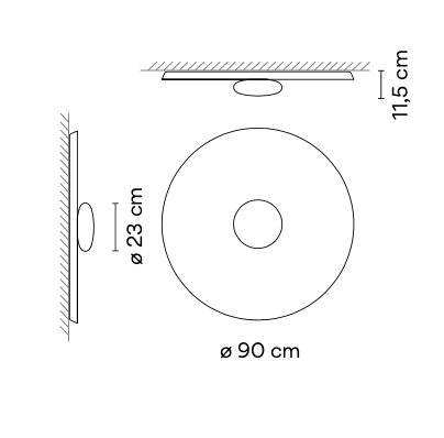 Top Ceiling or Wall, 90 cm ø, White, Dimmable, IP20