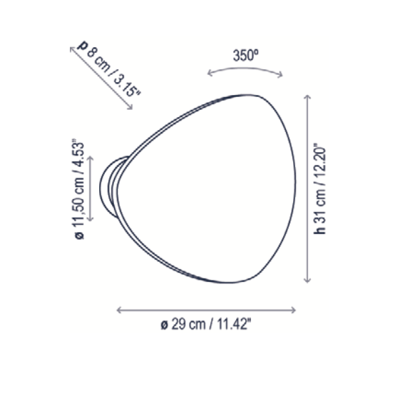 Tria Wall, Single, 29, White, LED, 20W, Triac Dim, IP20