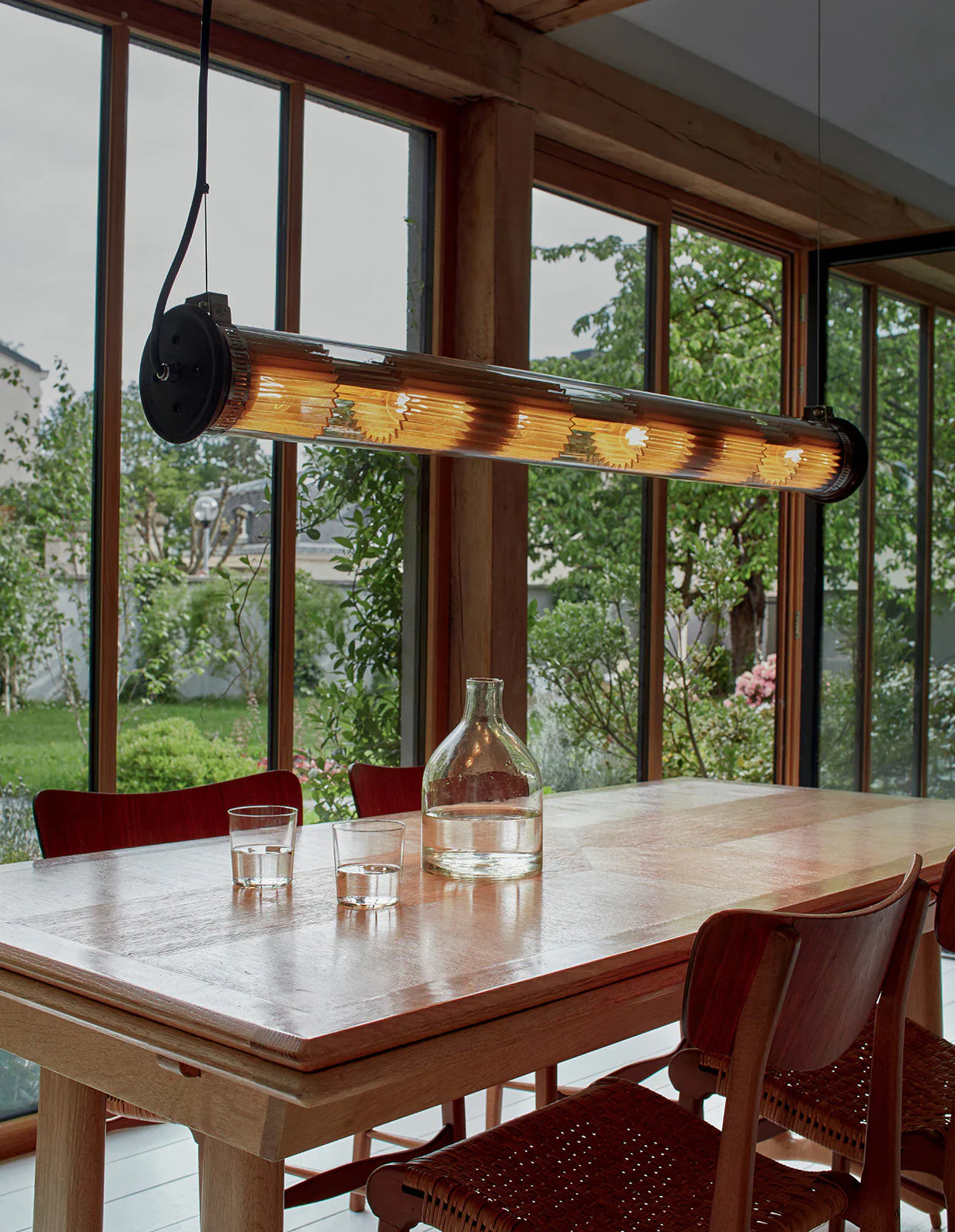 Tube Bulb Pendant, Linear Horizontal, 72 cm, Gold Reflector No Mesh, E27, IP64
