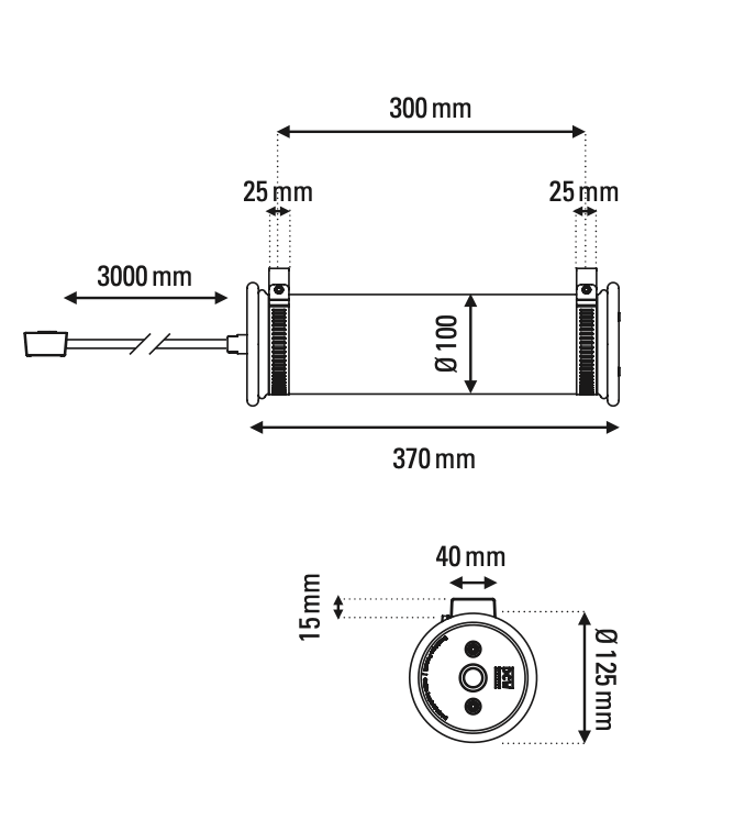 Tube Bulb Pendant, Linear Horizontal, 37 cm, Gold Reflector No Mesh, E14, IP64