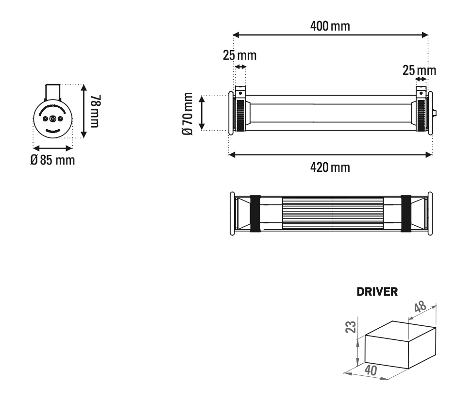 Tube 360 Wall, 42 cm, White with Gold, LED, Triac Dim, IP65